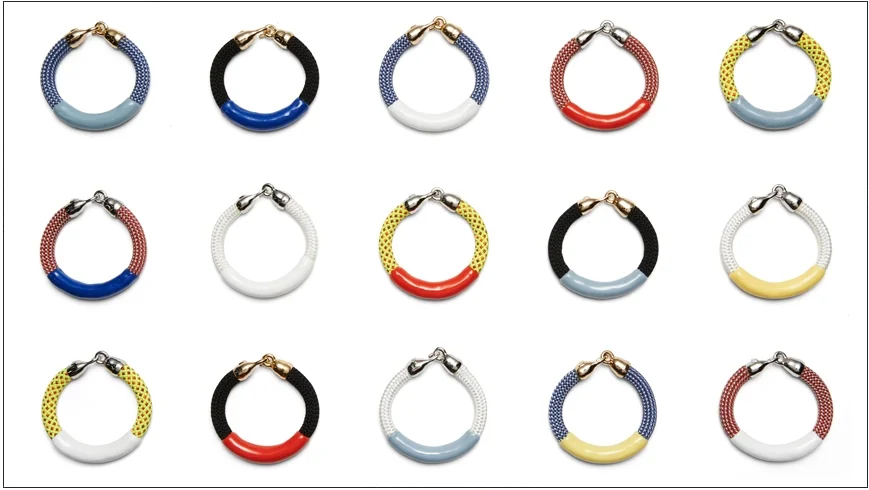  annabelle bracelets / enamel coated rope with plated metal hooks   shop  