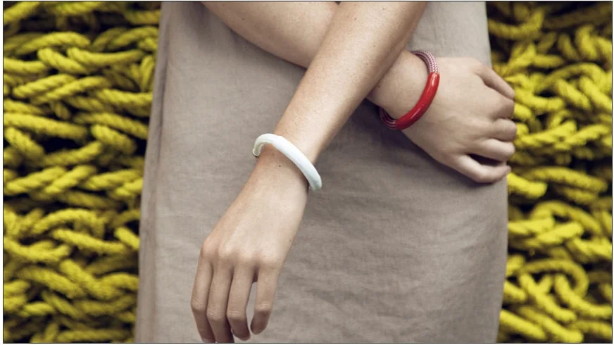 annabelle bracelets / enamel coated rope with plated metal hooks   shop  
