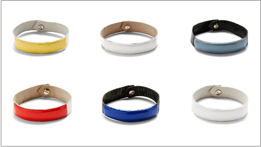  blair bracelets / enamel coated leather with metal posts   shop  