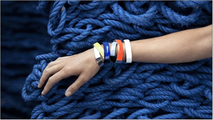  blair bracelets / enamel coated leather with metal posts   shop  