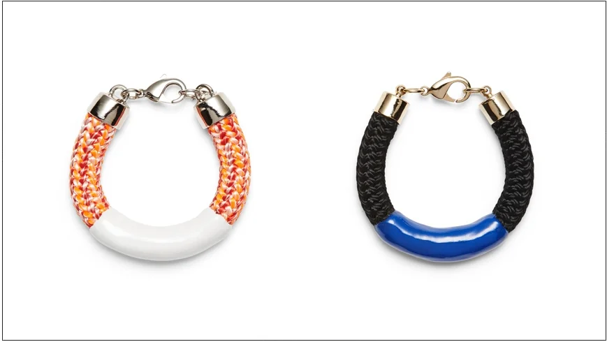  jodi bracelets / enamel coated rope with plated metal clasp   inquire about availability  
