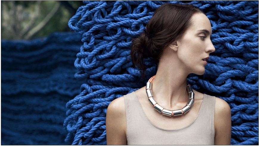 avery collar / rope with plated brass tubes and clasp   shop  