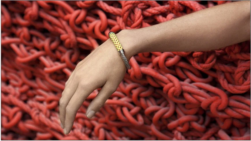  crosby bracelet / plated metal casted rope with soft rope center   shop  
