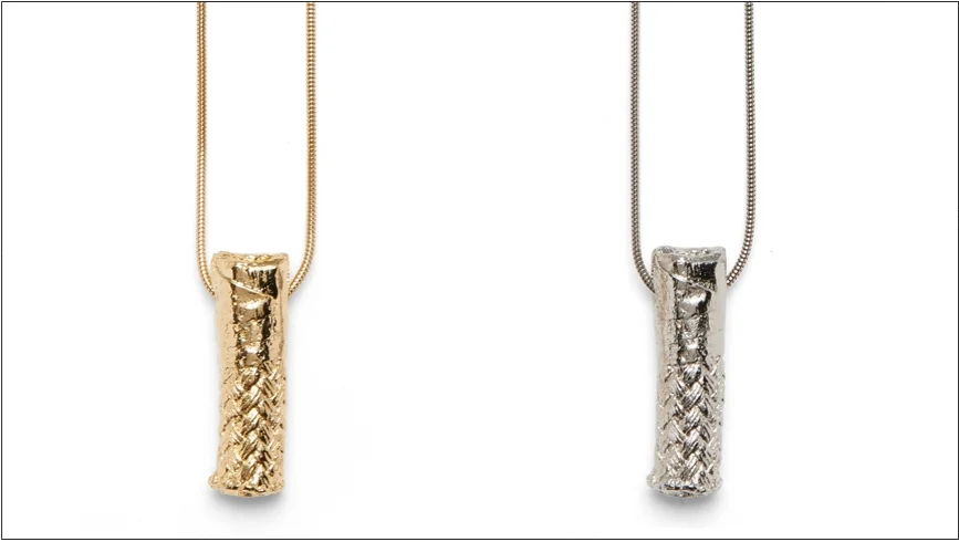  darin necklace / plated metal casted rope on snake chain   shop  
