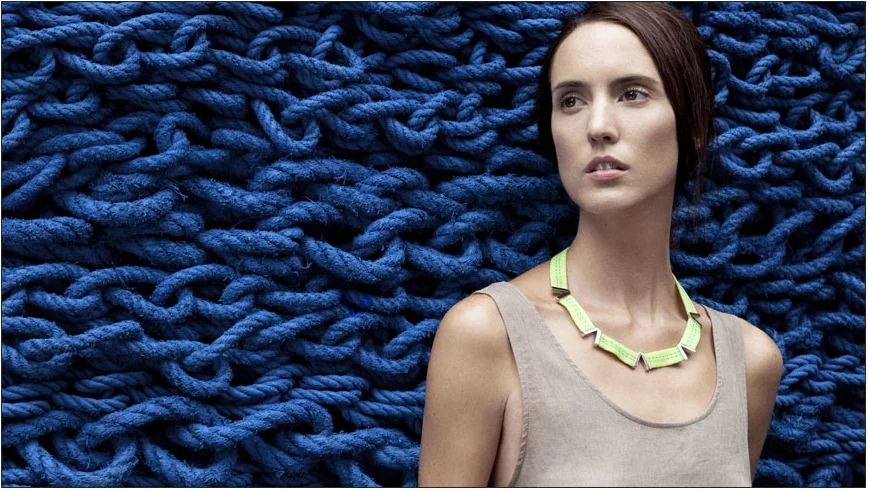 quinn necklace / plated brass and webbing   shop  