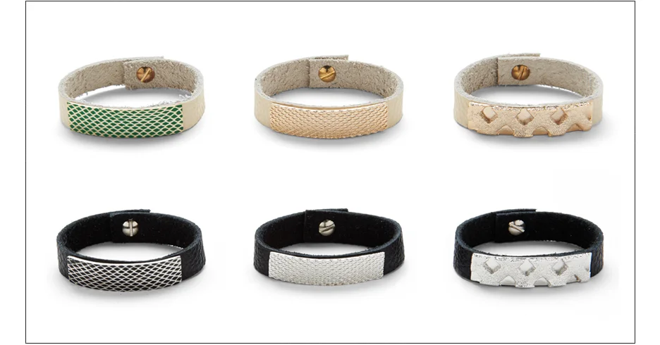  yorrick bracelet / plated and painted metal on leather with metal stud   shop  