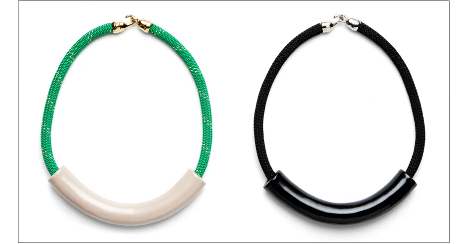  rollo necklace / enamel coated rope with metal clasp   shop  