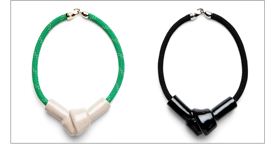  marcel necklace / enamel coated rope with metal clasp   shop  