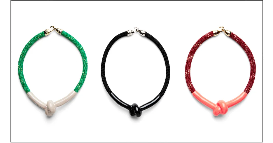  katrin necklace / enamel coated knotted rope with metal clasp   shop  