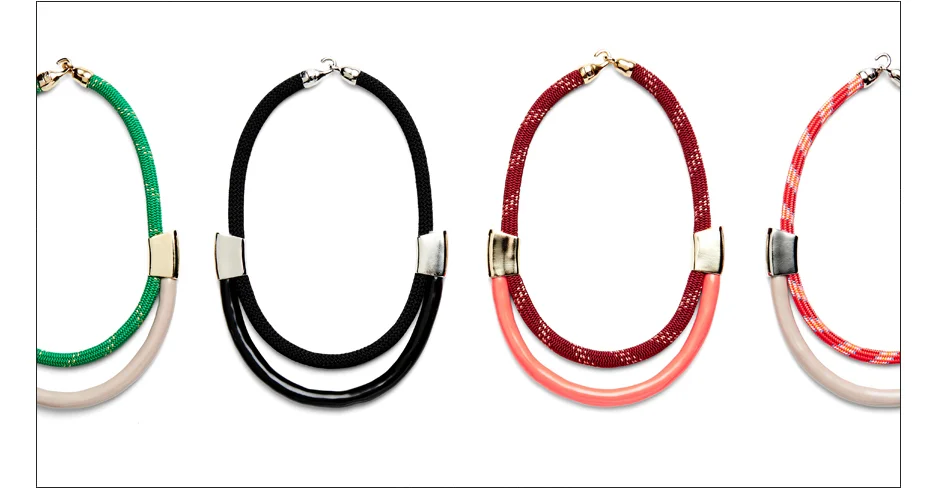  roxbury necklace / enamel coated rope with metal tubes and clasp   shop  