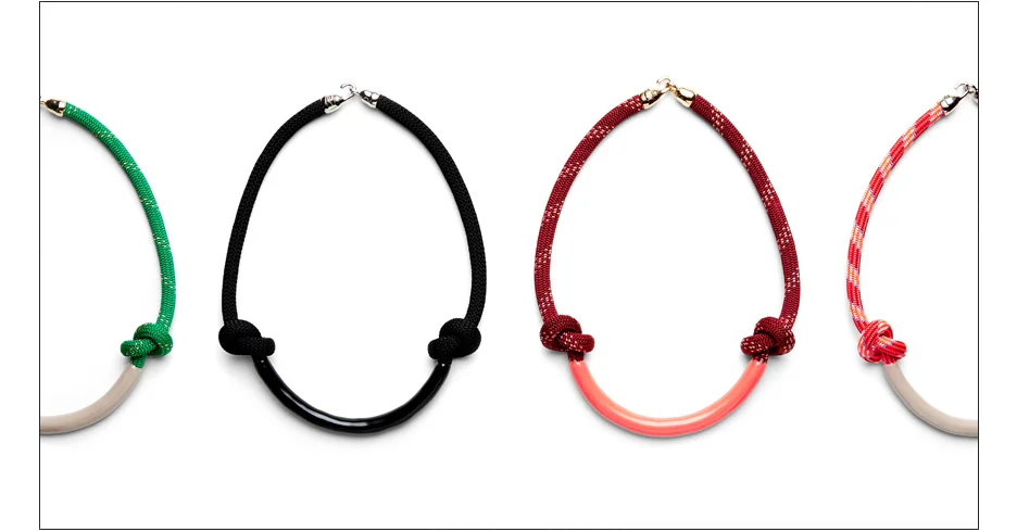  necco necklace / enamel coated rope with metal clasp   shop  