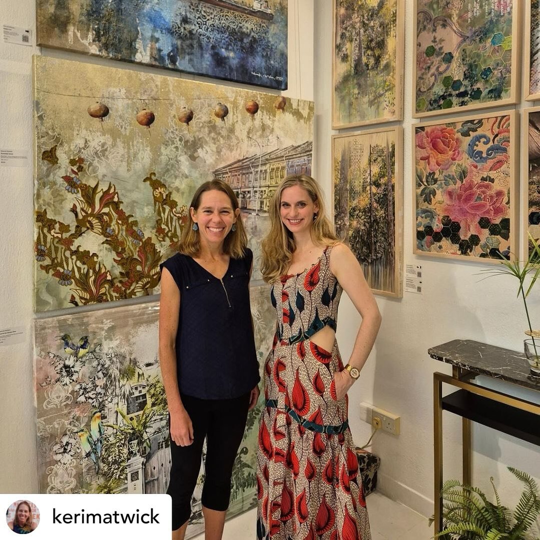 It&rsquo;s always rewarding when I get to meet the people you have my artworks in their homes. It was lovely showing @kerimatwick around the studio together with @awaofsingapore #artworks #studio