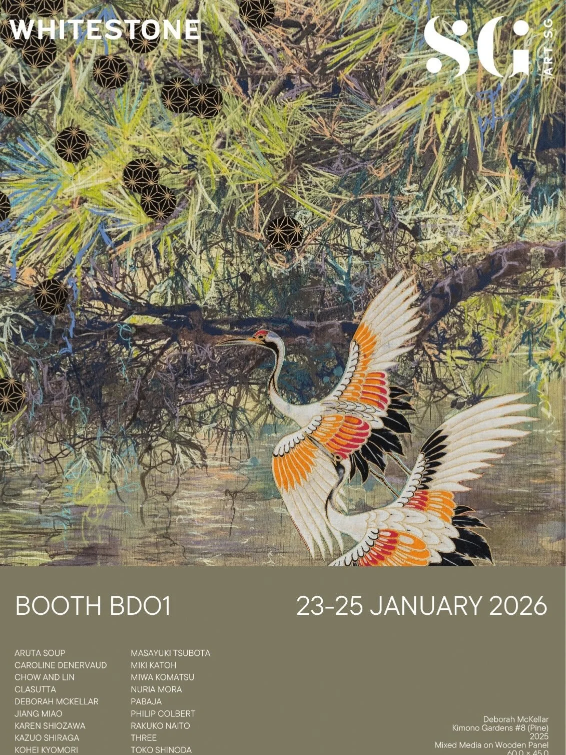 Just one more day till @art.sg !! A big thanks to @whitestonegallery.official for displaying my artwork at their booth - BD01. This artwork comes from the Kimono Gardens series. Made up of rich vibrant colours and diverse textures. 

The inspiration 