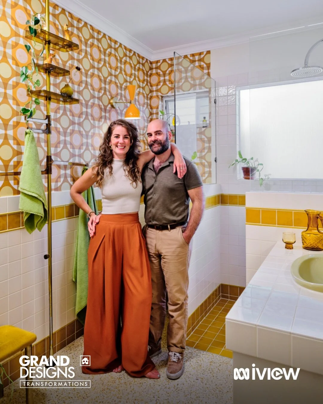 Here are the first images of our 1970s bathroom renovation for Grand Designs Transformations! 🥳

More than a year ago, we secretly filmed ourselves transforming our under-loved laundry into a shagadelic bathroom, and this is the week we finally get 