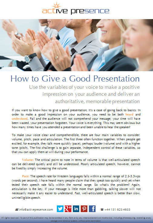 How to Give a Good Presentation