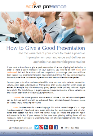 How to Give a Good Presentation
