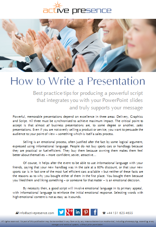 how do you write a presentation example