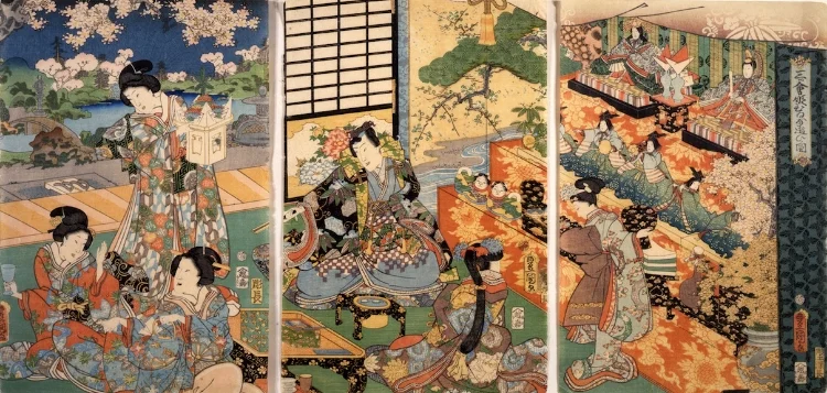 Ukiyoe from the Edo period depicting a Hinamatsuri celebration for a princess — by Toyokuni Utagawa