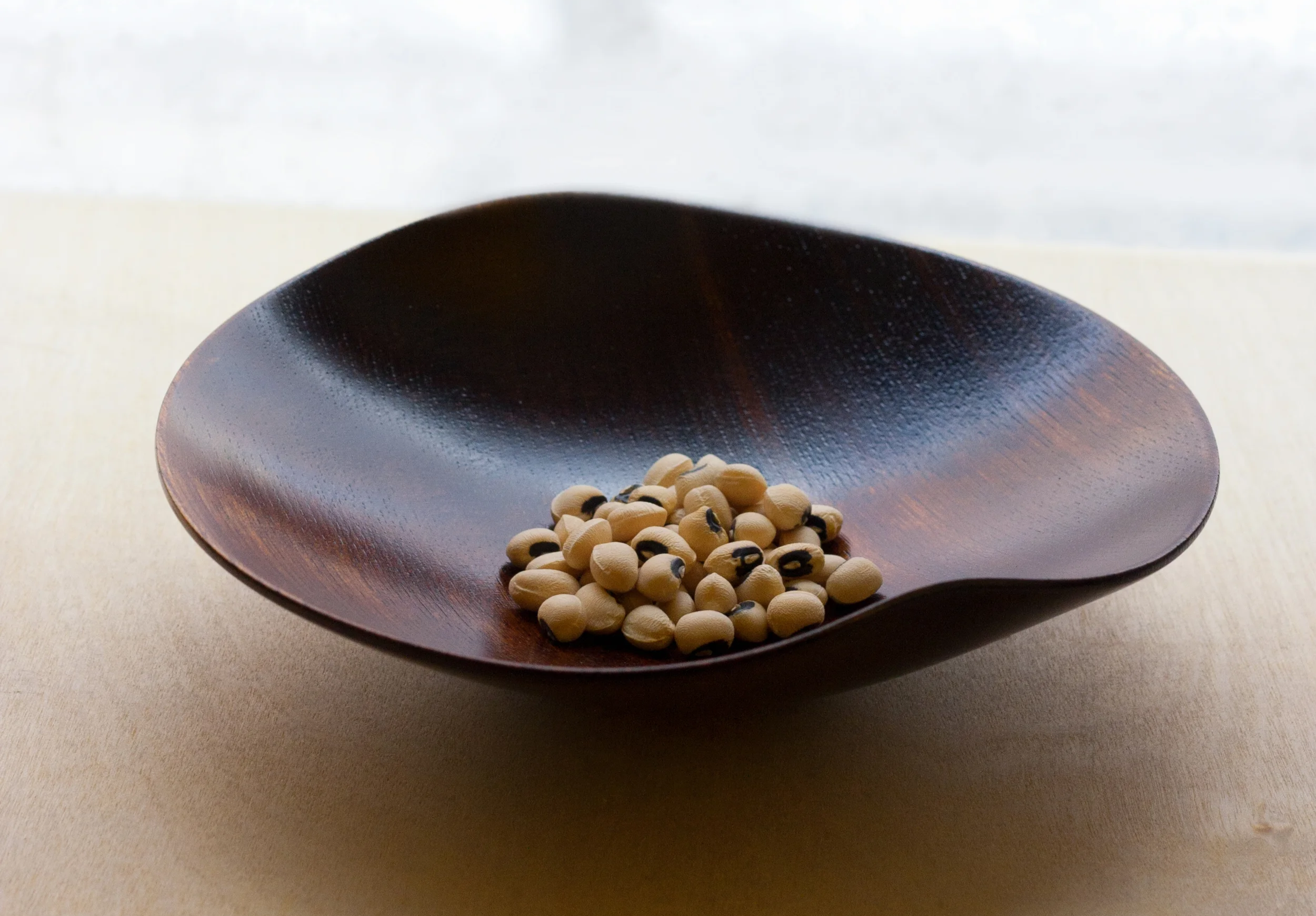 Soy beans for Mamemaki in a beautiful lacquered bowl