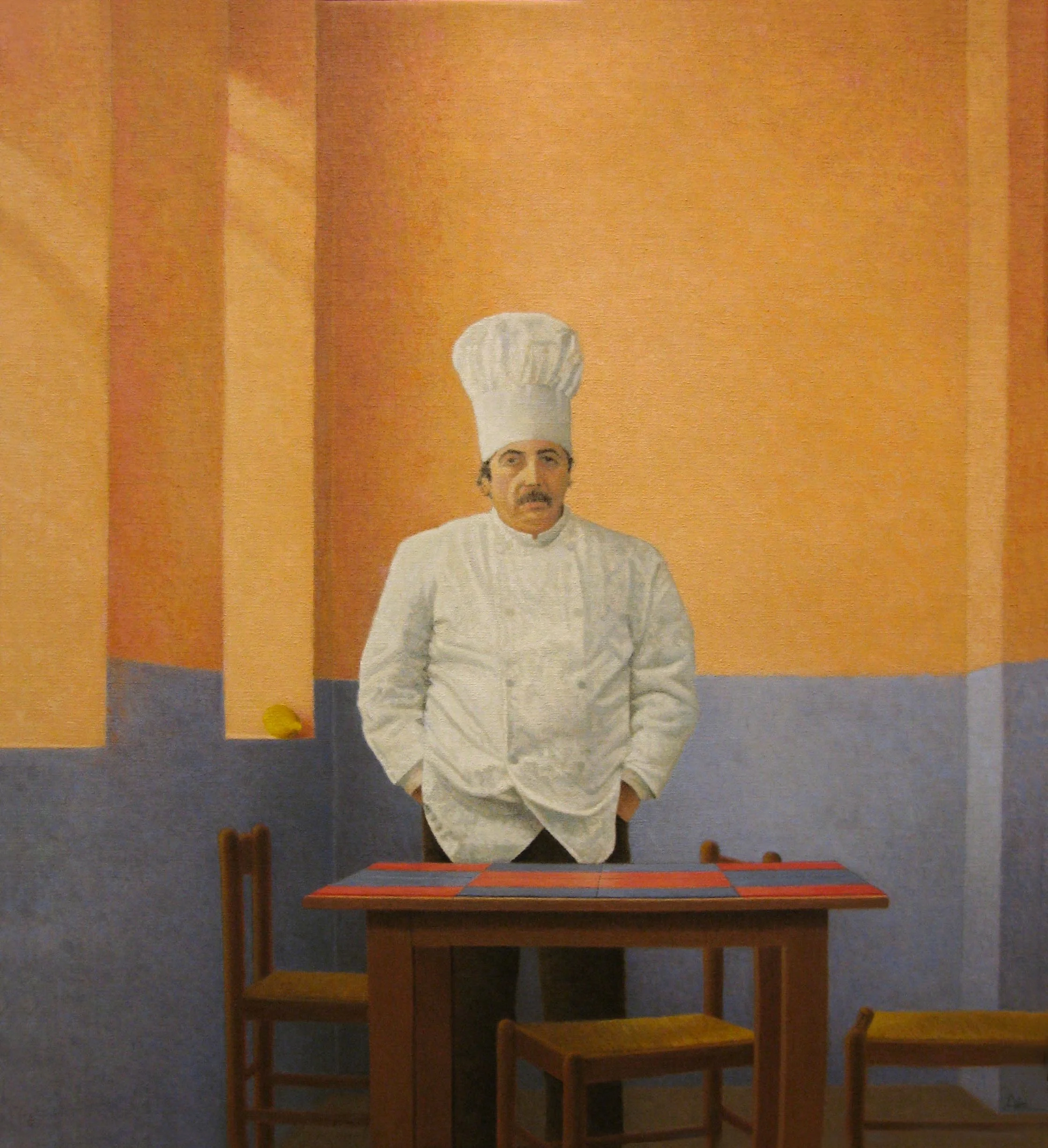    Standing Chef , 2010 
 Olio su tela 
 73,7 x 66 cm      