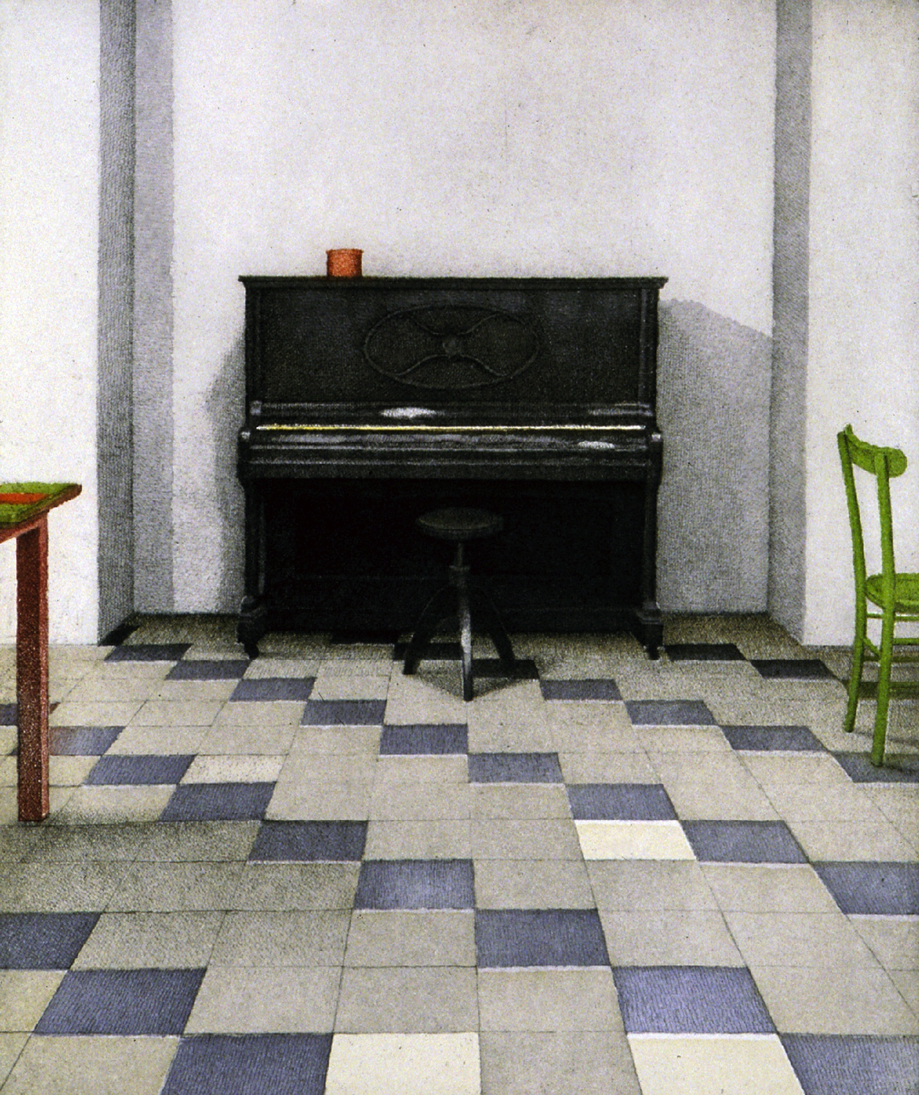  &nbsp; Pianoforte , 1987-88 
 Ottone inciso all’acquaforte, acquatinta e ceramolle a colori 
 391 x 325 mm 