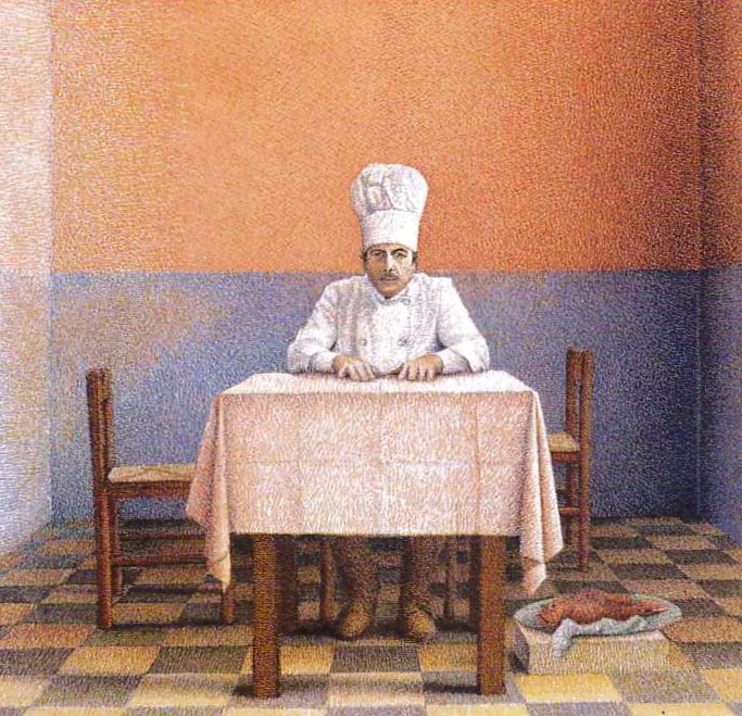  &nbsp; Il cuoco , 1994-95 
 Tecnica mista su carta intelata 
 31,8 x 33 cm 