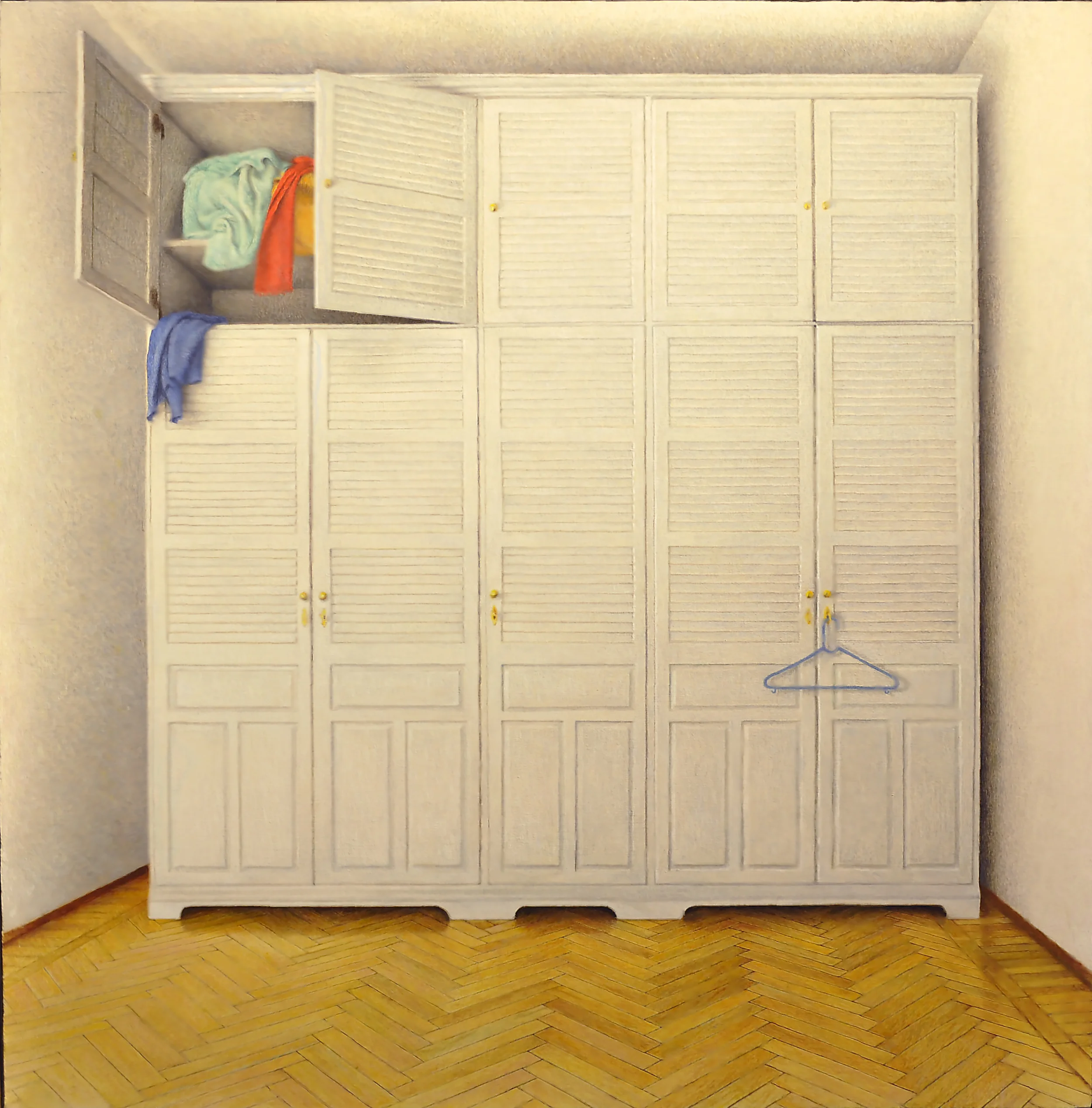   Armadio nella camera , 1987  Olio su tavola&nbsp;  75,5 x 75 cm&nbsp; 