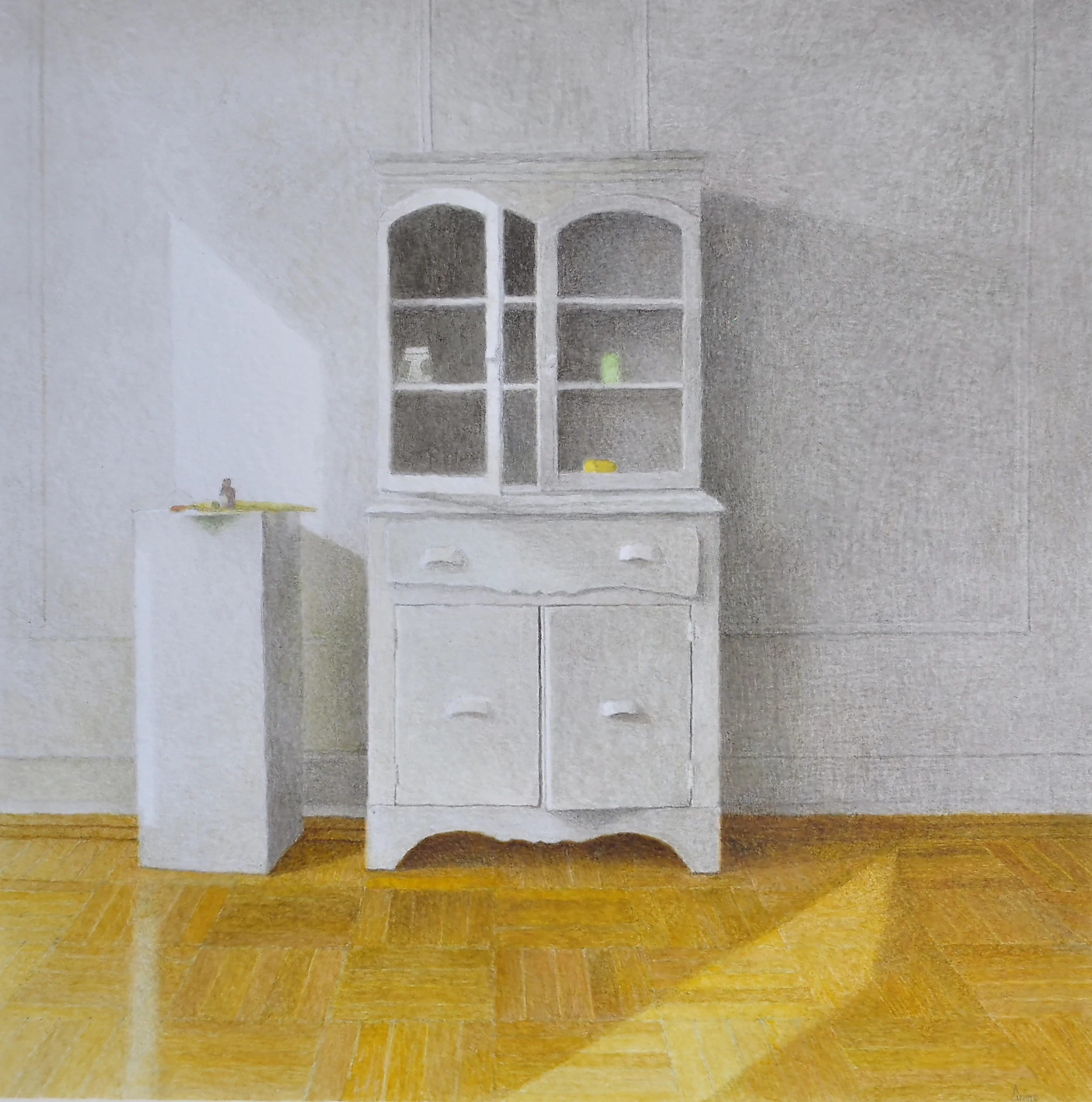   Interno con credenza , 2014&nbsp;  Acquarello su cartoncino&nbsp;  40 x 40 cm&nbsp; 