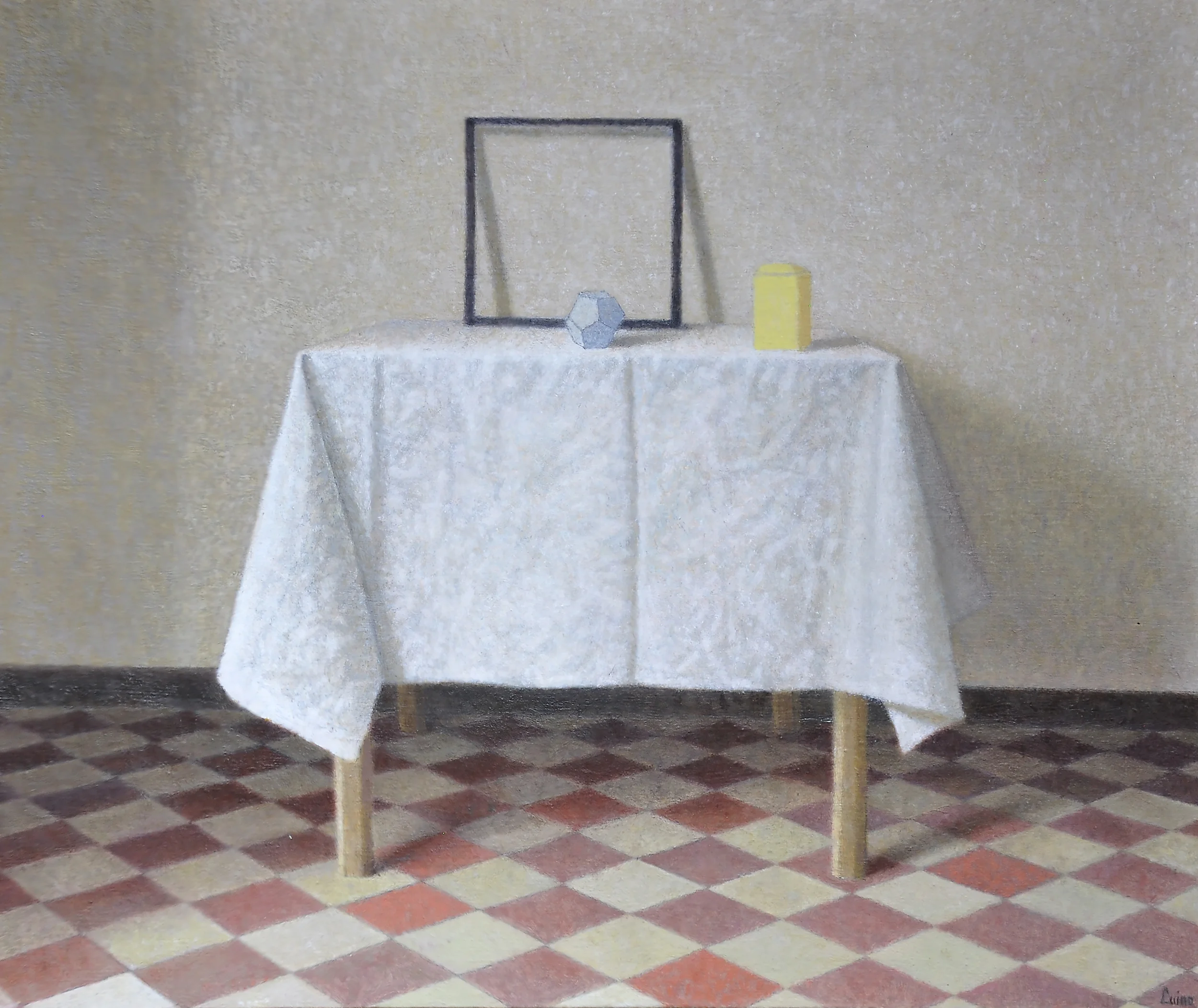   Natura morta con cornice , 2014  Olio su tavola  30,6 x 36,3 cm 