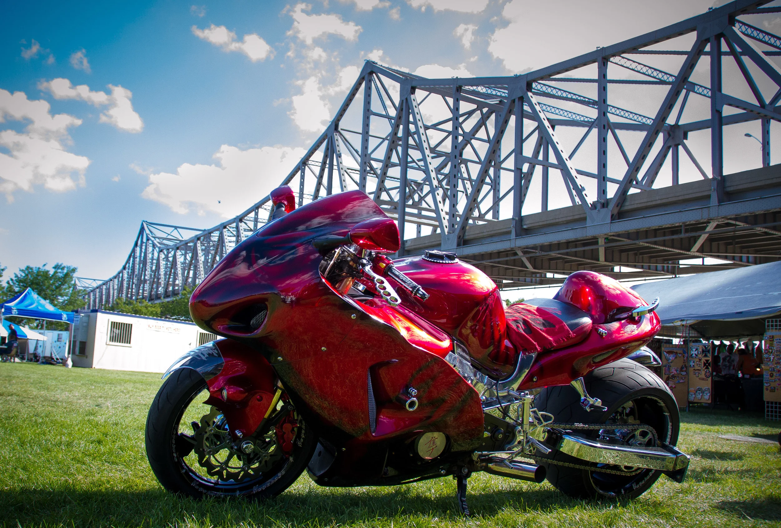 A custom 2005 Suzuki Hayabusa at the Peoria Grand Nationals Bike Rally in Peoria, IL