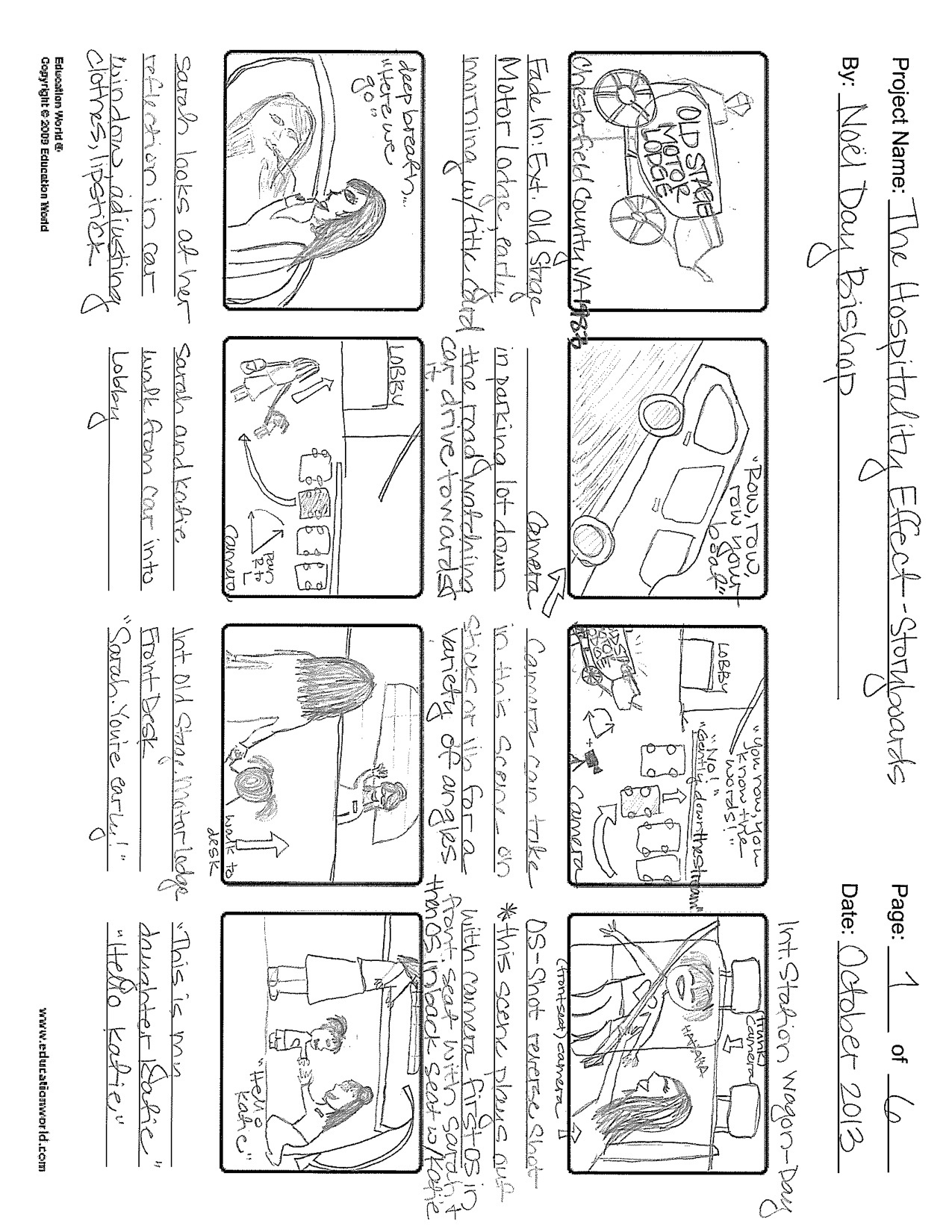 Storyboard for "The Hospitality Effect", screenplay by Kathryne Isabelle Easton. For RIFF Short Film Contest, Director Submission. October 2013_Noel Day Bishop