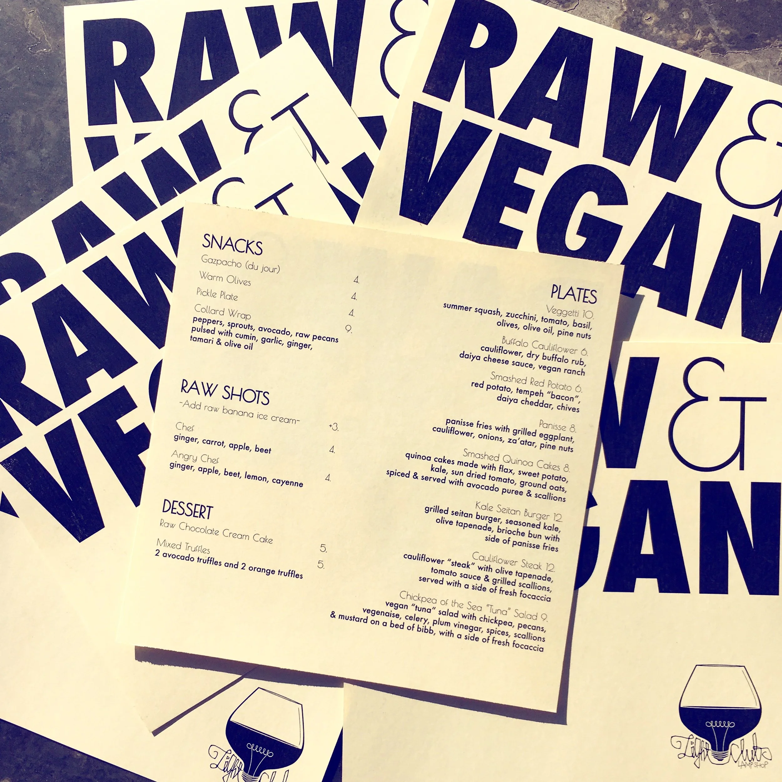  Limited menu for Light Club Lamp Shop. 2015 