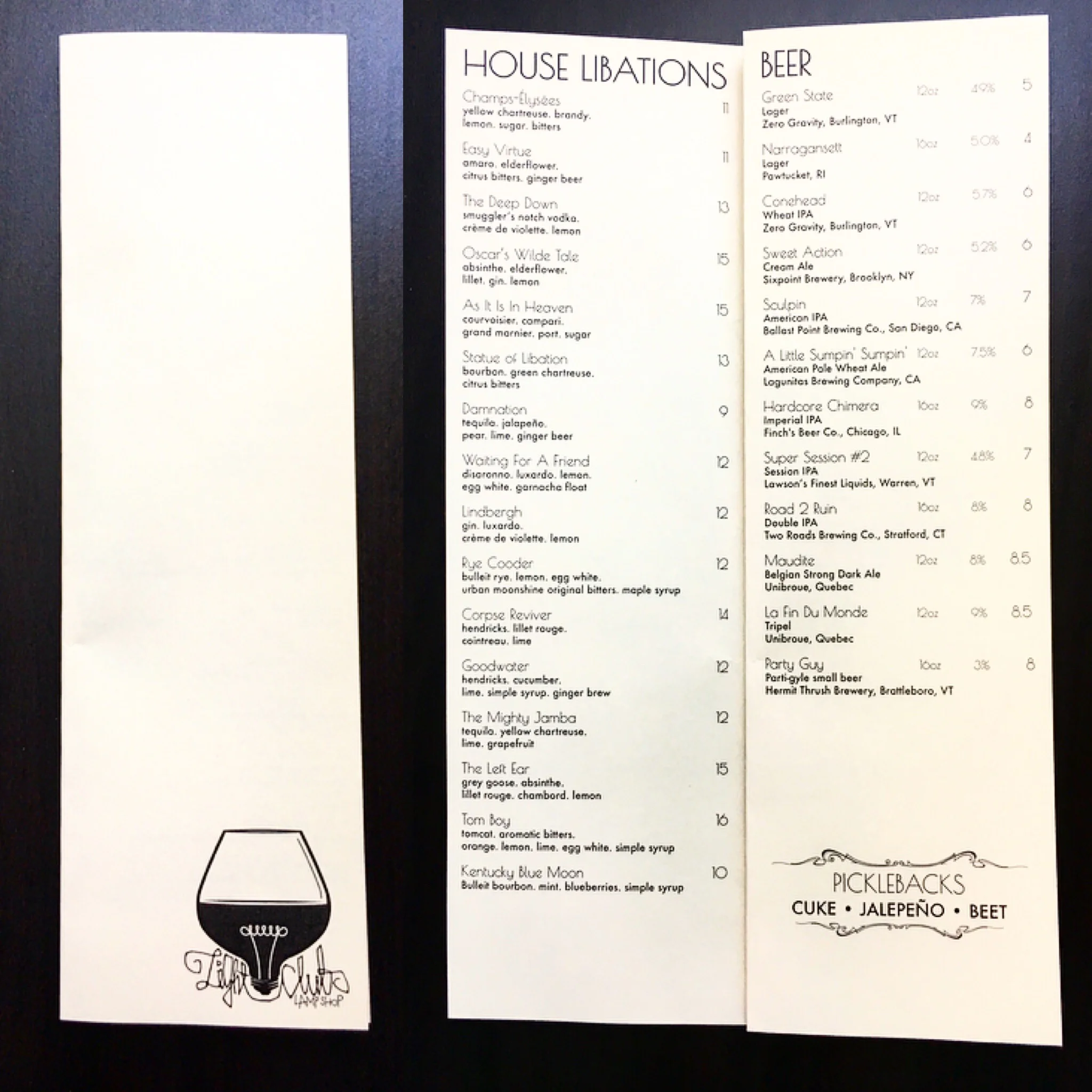  Menu for Light Club Lamp Shop 