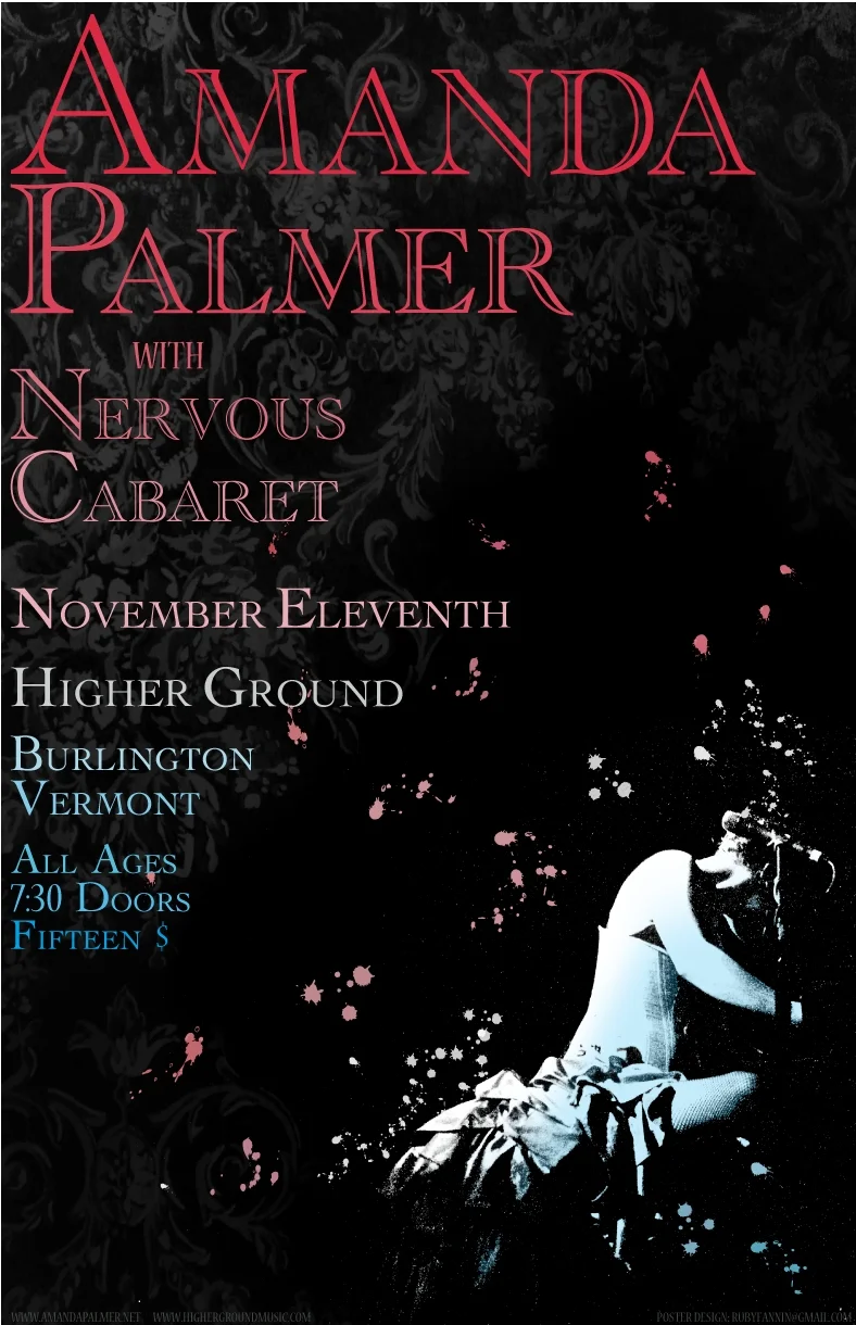 Amanda Palmer at Higher Ground - Poster produced for Amanda Palmer. 2009
