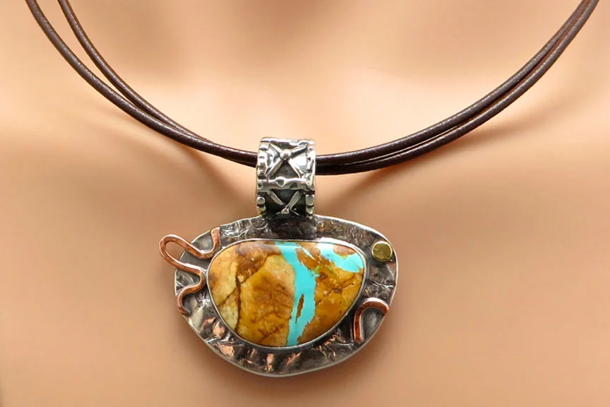 Boulder Turquoise Necklace with Granulated Bail
