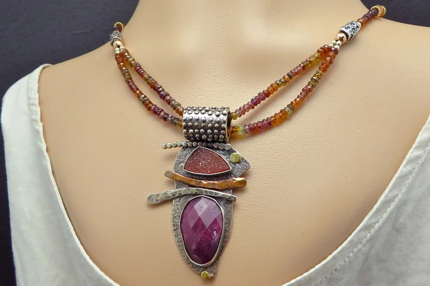 Ruby and Drusy Queens Necklace