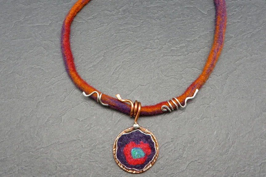 Felted Wool Orbit Necklace