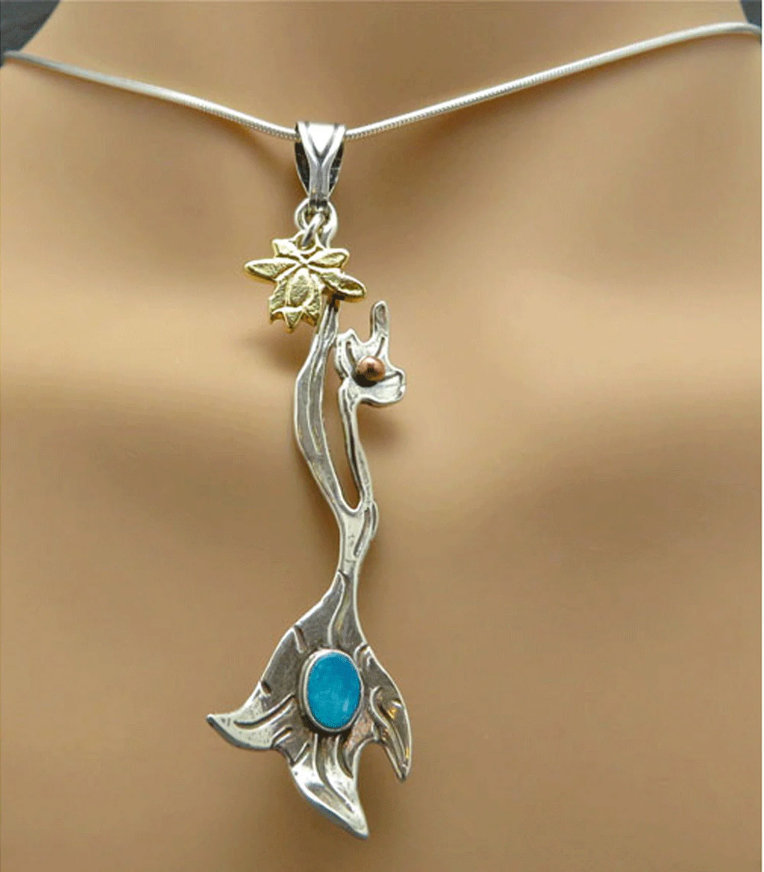 Opal Lotus Leaf Necklace — Custom Handmade Jewelry, Earrings Necklaces Prescott AZ Stone Creek Designs