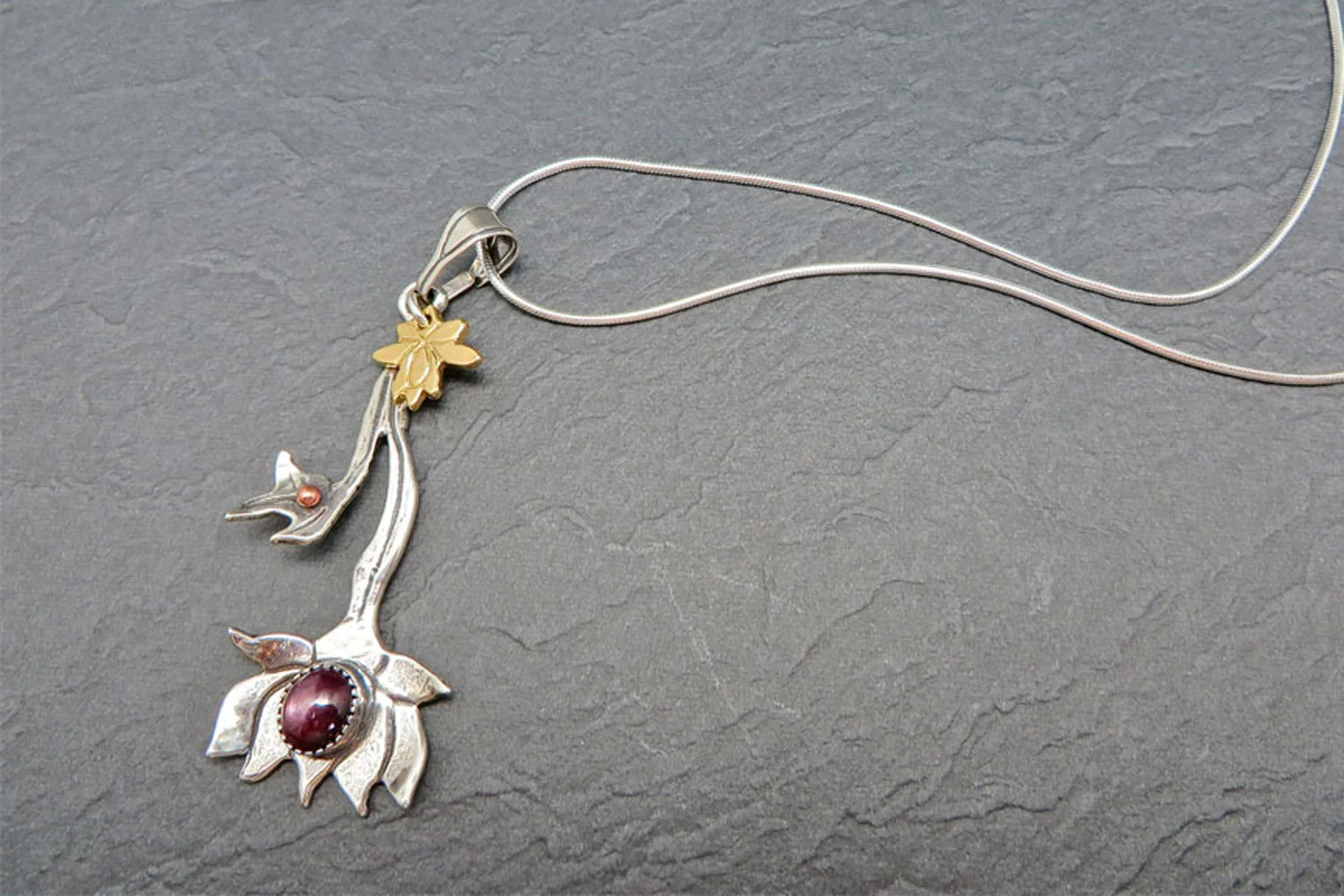 Star Ruby Lotus Flower Necklace — Custom Handmade Jewelry, Earrings  Necklaces Prescott AZ Stone Creek Designs