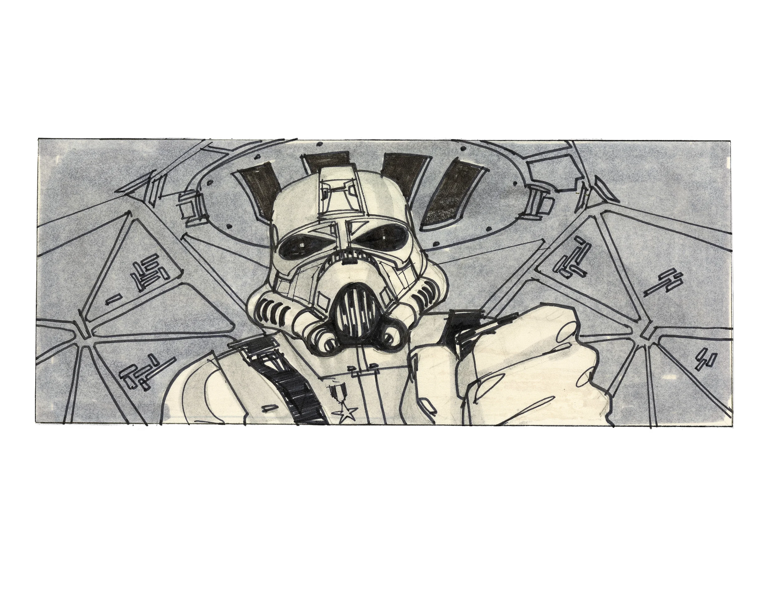 A close up of Vader in his TIE fighter – Joe Johnston