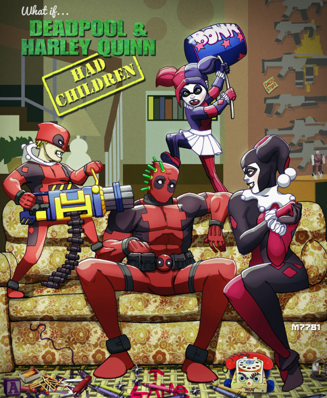 What If Deadpool And Harley Quinn Had Kids Funny Fan Art