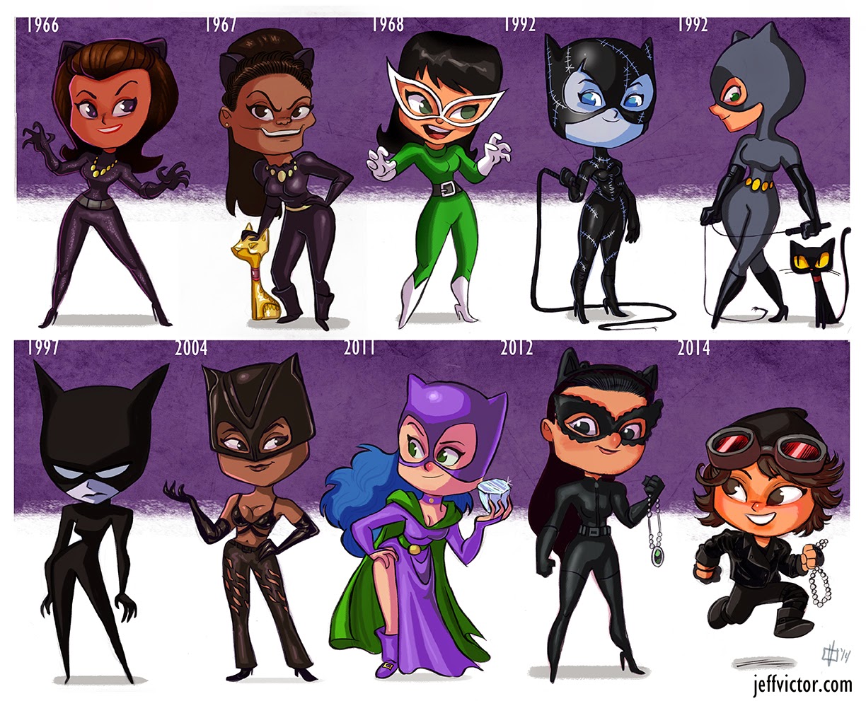 Evolution of Catwoman Cartoon Style Tribute Art by Jeff Victor — GeekTyrant
