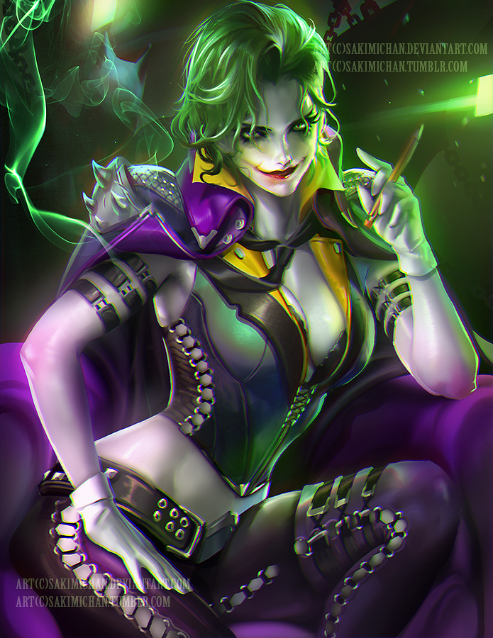 Beautiful Chaos - Female Joker Art by Sakimichan.