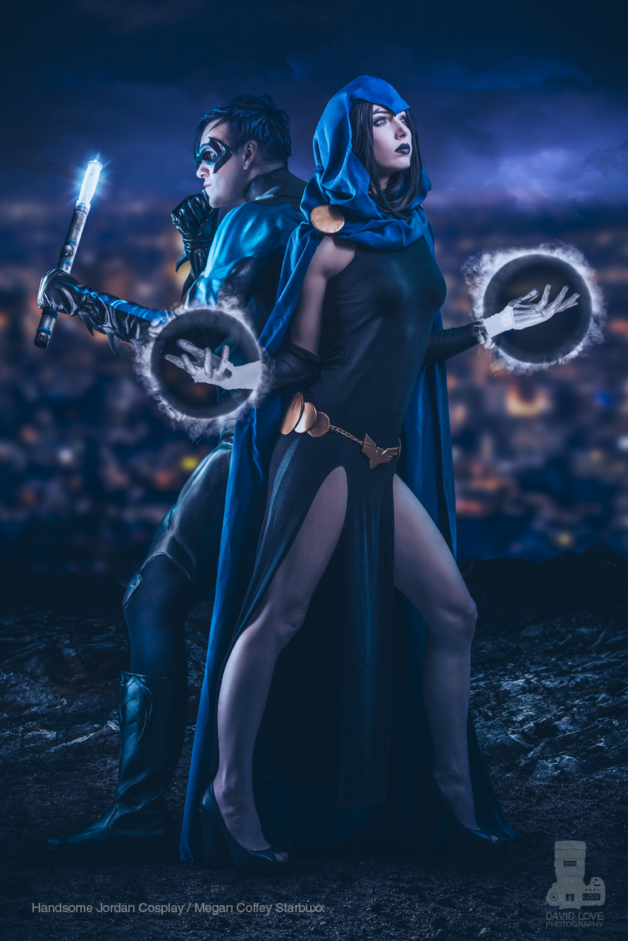 Handsome Jordan Cosplay is Nightwing & Megan Coffey Starbuxx is Raven | Photo by David Love Photography