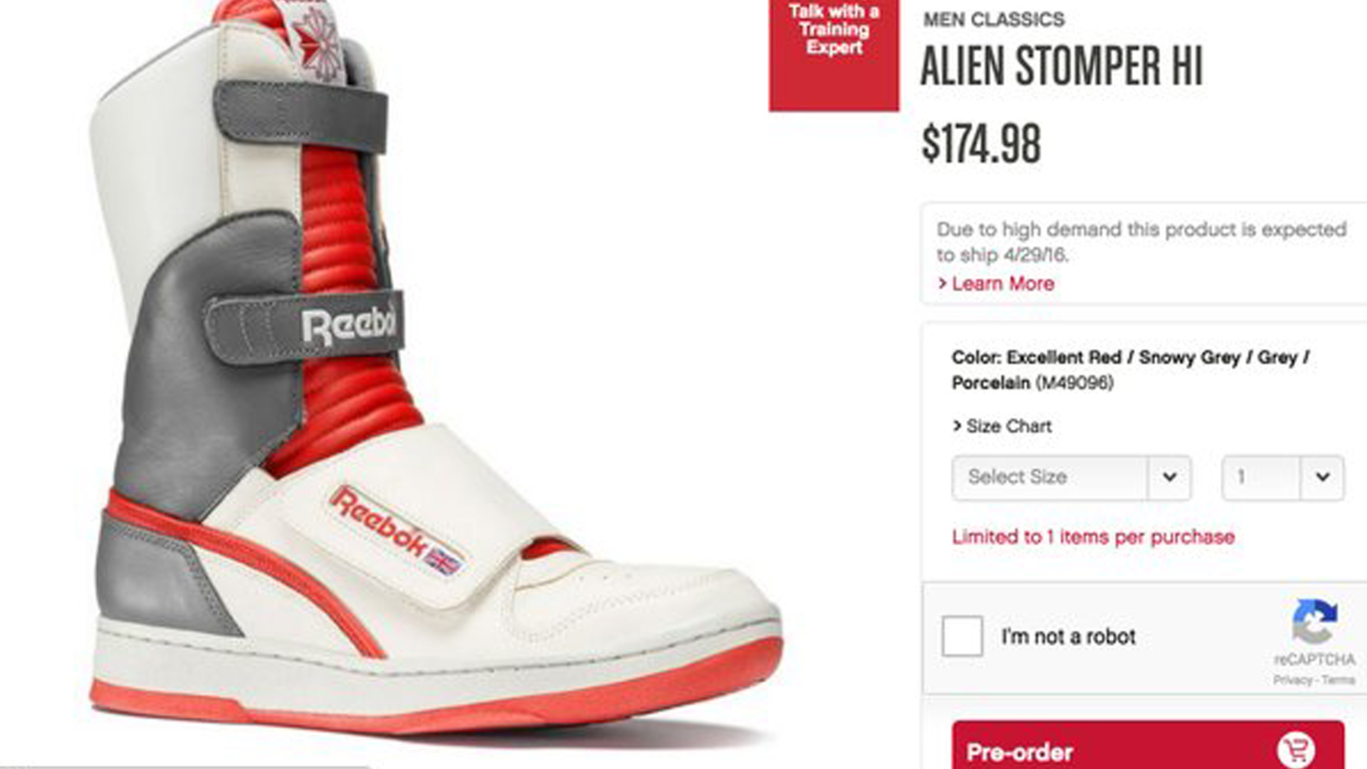 ripley's reebok alien stompers