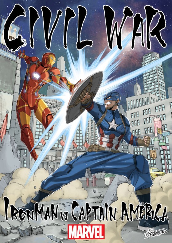 Manga Inspired Captain America Civil War Poster Art By Fairy Tail S Hiro Mashima Geektyrant