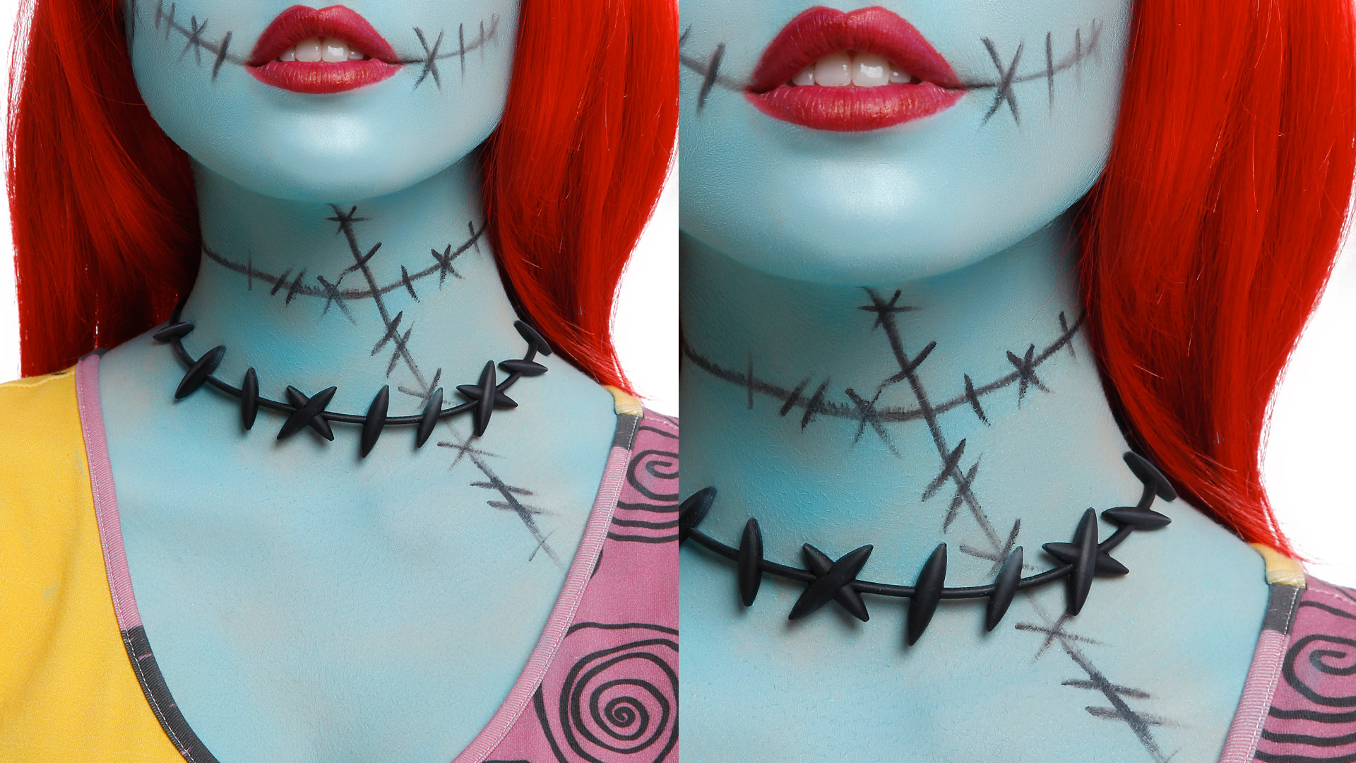 Nightmare Before Christmas Sally Choker Cosplay Stitches Rubber Necklace Costume 