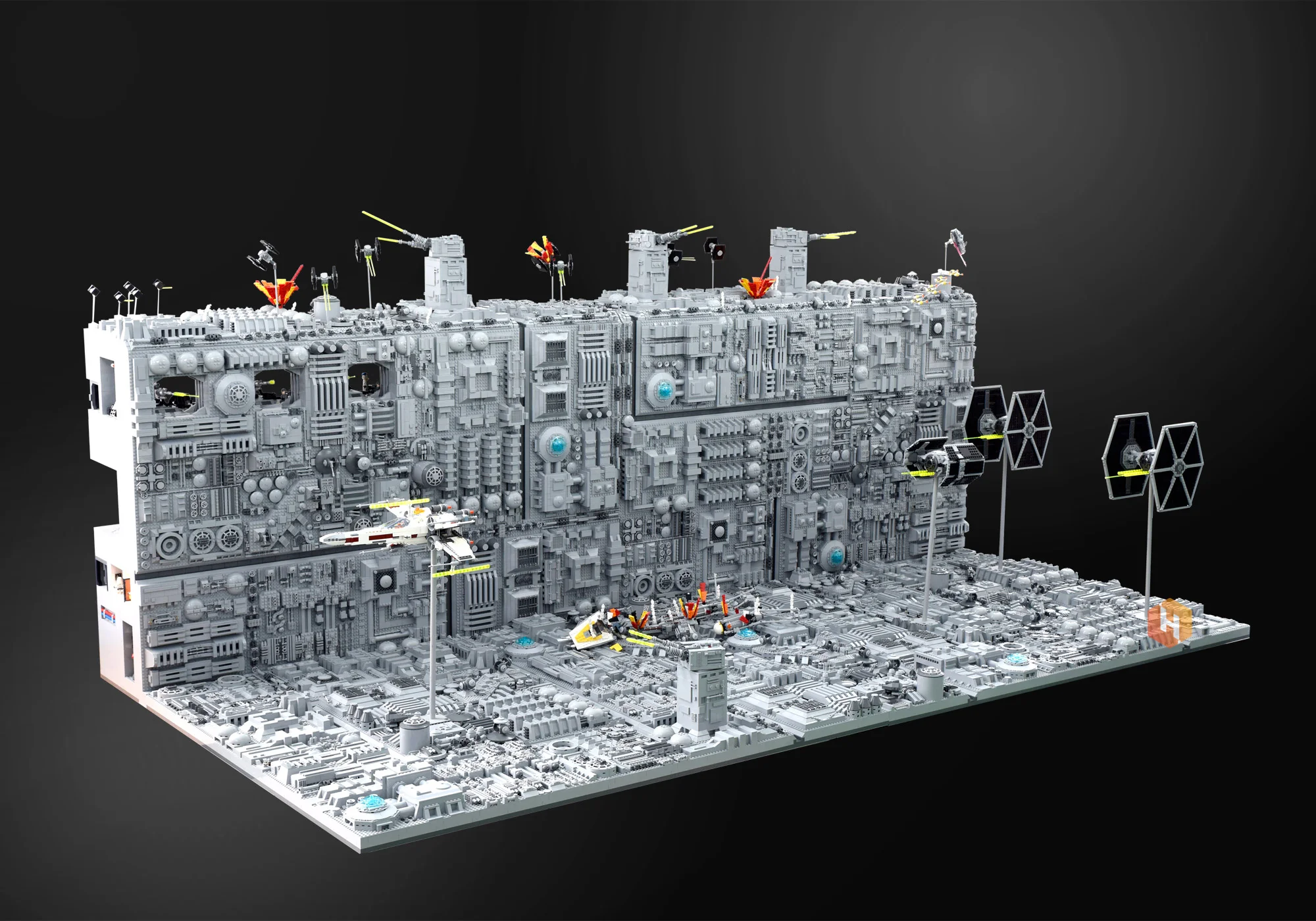 Super Detailed and Huge LEGO Diorama of The STAR WARS Death Star Trench Run Stays on Target