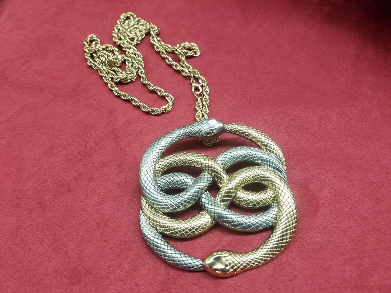 The NeverEnding Story Glass Cabochon Necklace The Never Ending Story Dual  Snakes Mixed Auryn Pendant Fashion Movie Jewelry | Wish