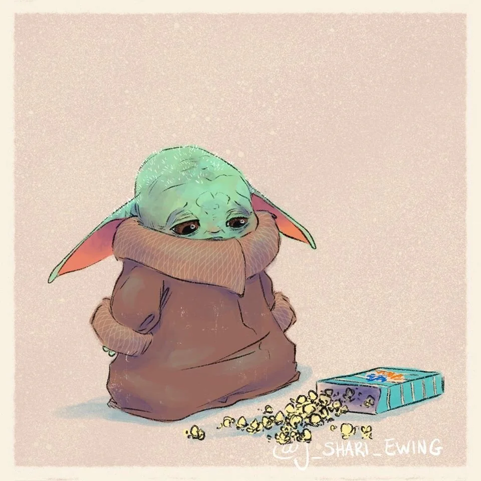 Adorable STAR WARS Fan Art Show Baby Yoda Eating Disneyland Treats